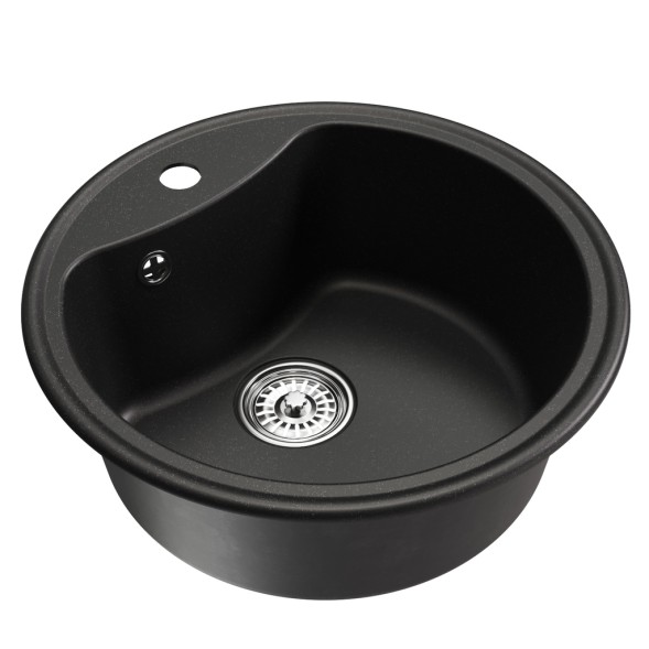 Мойкa ML-GM09 КОМФОРТ круглая, ультра-черная  (344), 510 мм (глуб. чаши 190) - 00-00009286 