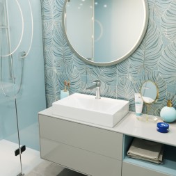 Раковина накладная на столешницу WAVE Trend 450*300*100 ш*г*в с отв под смеситель,белый,прямоуг - 554713