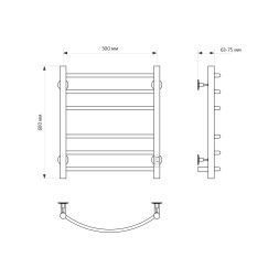 Полотенцесушитель MIXLINE CAPELLA  60х50 (таймер, 253 Вт, 6 перекладин) электрический ЧЕРНЫЙ - ML-556410 