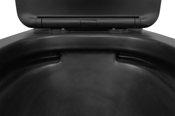 Унитаз-компакт Azario Black Queen 370х605х800 безободковый, с быстросъемным сиденьем микролифт, черный матовый (AZ-8380)