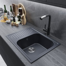 Мойка ML-GM18 КОМФОРТ с крылом, антрацит (343), 640*490*190мм - 00-00009394 