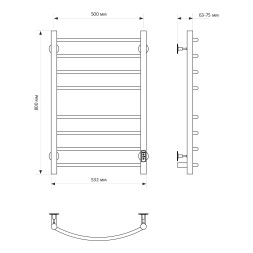 Полотенцесушитель MIXLINE CAPELLA  80х50 (таймер, 318 Вт, 8 перекладин) электрический БЕЛЫЙ - ML-556411 