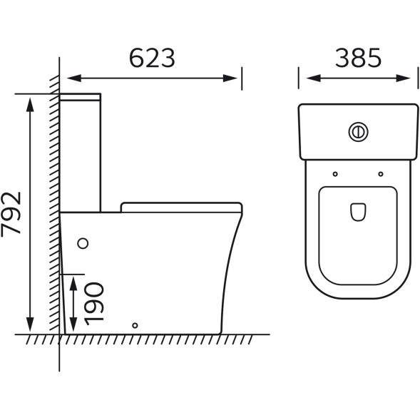 Унитаз-компакт Azario Rise 385х623х792 напольный, безободковый с быстросъемным сиденьем микролифт (AZ-68D)