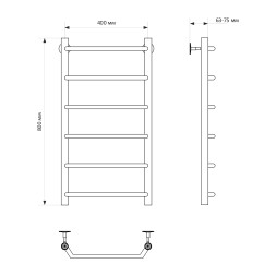 Полотенцесушитель MIXLINE MIRA  80х40 (1/2&amp;#039;&amp;#039; ВР, 6 перекладин) водяной - ML-556287 