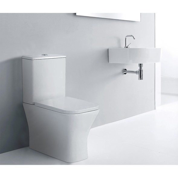 Унитаз-компакт Azario Blaise 385х615х801 напольный, безободковый с быстросъемным сиденьем микролифт (AZ-55-1)