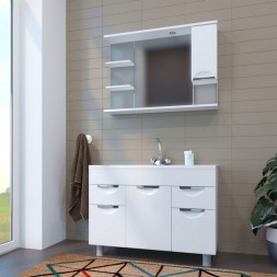 Зеркальный шкаф &amp;quot;ЭТЬЕН-100&amp;quot; правый с подсветкой (ПВХ) - 540872 