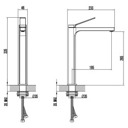 Смеситель для раковины-чаши Azario VISE высокий, керамический картридж, хром (AZ-VQQ168R30C)