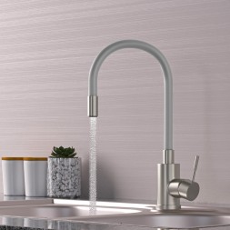Смеситель для кухни 35k MIXLINE MLSS-0325 СЕРЫЙ гибкий силиконовый излив - MLSS-0325 Серый 