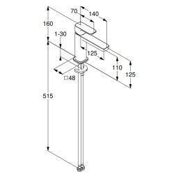 Смеситель для раковины KLUDI RENON керамический картридж, однорычажный, черный матовый (422823975)