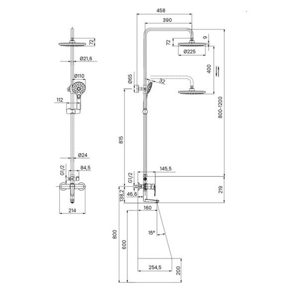 Душевая система 35к IDDIS RAYSB3Fi06 &amp;quot;Ray&amp;quot; лейка &amp;quot;Тропический душ&amp;quot;, ХРОМ - RAYSB3Fi06 