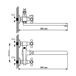 Смеситель для ванны и раковины 1/2 кер. MIXLINE ML07-02 - ML07-02