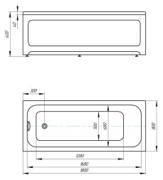 Ванна акриловая AZARIO BELLA прямоугольная 180*80 см (AV.0020180)