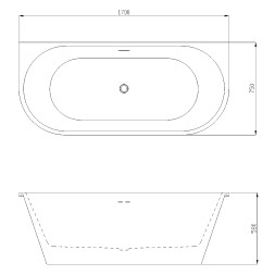 Ванна акриловая Azario ELCON 1700x750x580 пристенная, в комплекте с сифоном и металлической рамой (ELC17075)