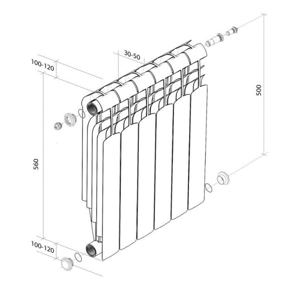 Радиатор биметаллический ROYAL THERMO Vittoria Super 2.0 500*90  4 сек. - RTVS250004 