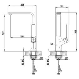 Смеситель для кухонной мойки Azario VISE керамический картридж, графит (AZ-VQQ568330AJ)
