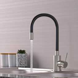 Смеситель для кухни 35k MIXLINE MLSS-0325 ЧЕРНЫЙ гибкий силиконовый излив - MLSS-0325 Черный 