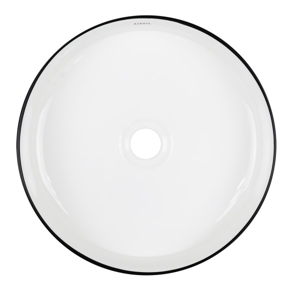 Раковина-чаша Azario 355х355х120 накладная, круглая, белый глянец/черная оконтовка (AZ-3134-BE)
