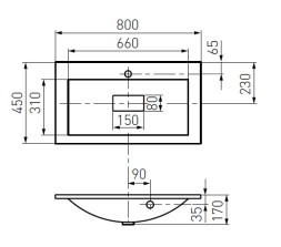 Раковина AQUATON Премьер М 800, белая (1A70493KPR010)