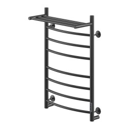 Полотенцесушитель MIXLINE CAPELLA 80х50 (таймер, 382Вт, 7 перекладин + ПОЛКА) электрический ЧЕРНЫЙ - ML-556414