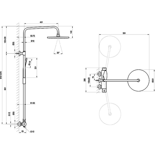 Душевая система Ravak DS керамический картридж, хром (X07P643)