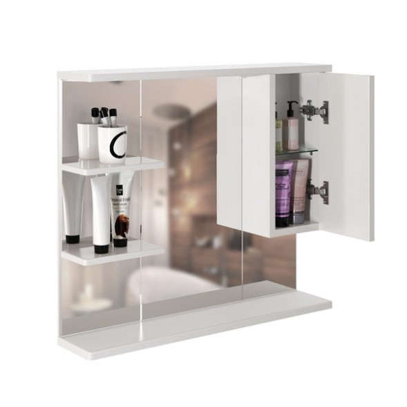 Зеркальный шкаф &amp;quot;ЭТЬЕН-80&amp;quot; правый с подсветкой (ПВХ) - 540869 