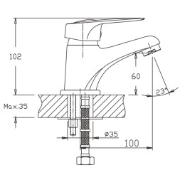 Смеситель для раковины 35к HB1037 HAIBA с/отв п/шпильку - HB1037