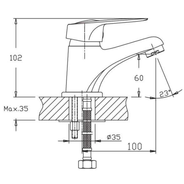 Смеситель для раковины 35к HB1037 HAIBA с/отв п/шпильку - HB1037 