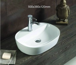 Раковина накладная Azario 500х380х120 овальная, белый (AZ-2202 SP)