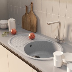 Мойка ML-GM16 КОМФОРТ овальная с крылом, серая (310), 730*460*180мм - 00-00009365 