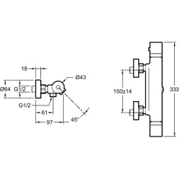 Смеситель для ванны Jacob Delafon Rivoli с термостатом, хром (E24325-CP)