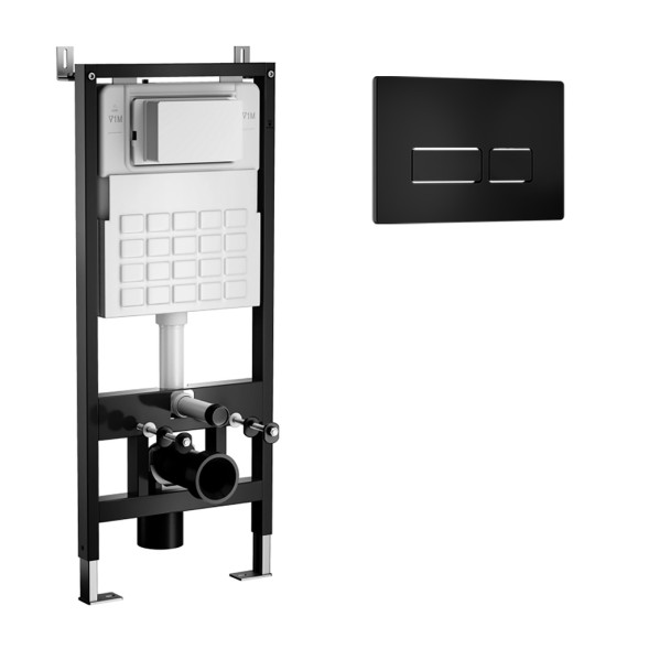 Система инсталляции WAVE, двухрежимная прямоугольная кнопка V2 черная, ПНЕВМАТИКА - 553526 