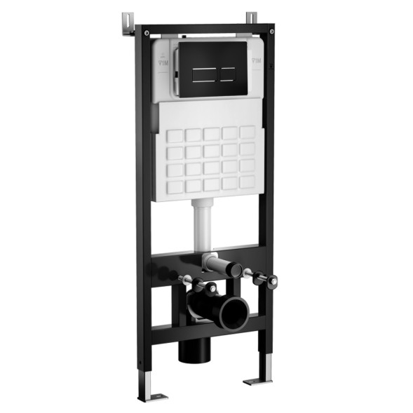 Система инсталляции WAVE, двухрежимная прямоугольная кнопка V2 черная, ПНЕВМАТИКА - 553526 