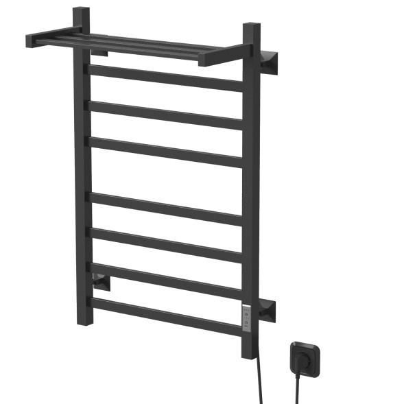 Полотенцесушитель MIXLINE TRIUMPH  80х50 (таймер, 558Вт, 6 перекладин + ПОЛКА) электрический ЧЕРНЫЙ - ML-556384 