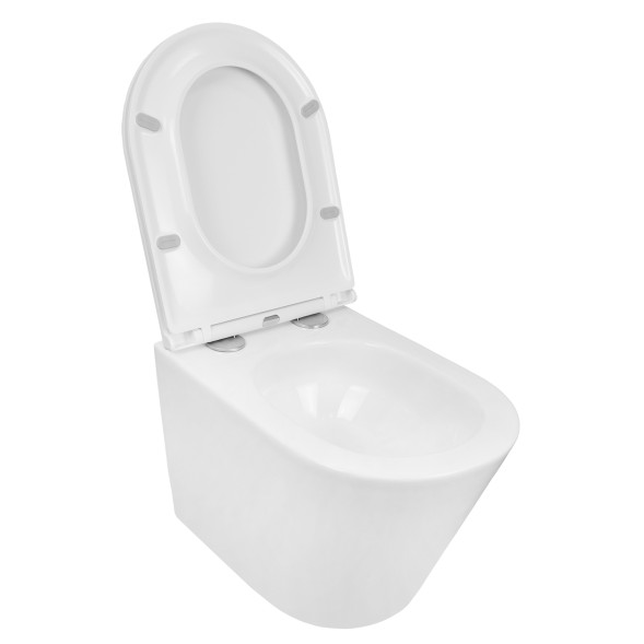 Унитаз подвесной Azario Teramo 515х355х365 безободковый, скрытое крепление, смыв &amp;quot;Торнадо&amp;quot;,  в комплекте с сидением микролифт (AZ-0053-UQ3)