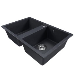 Мойка ML-GM23 КОМФОРТ двухчашевая, антрацит (343), 770*500*190мм - 00-00009455 
