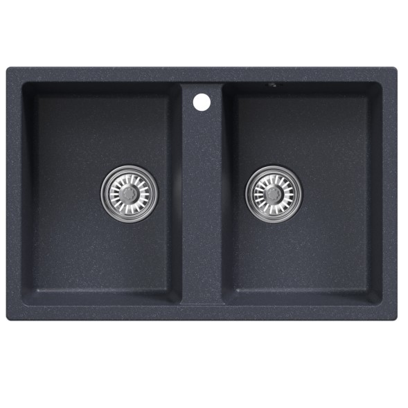 Мойка ML-GM23 КОМФОРТ двухчашевая, антрацит (343), 770*500*190мм - 00-00009455 