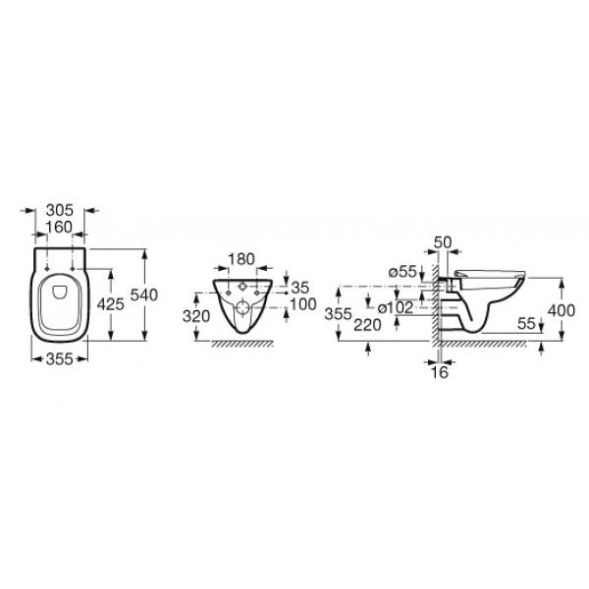 Унитаз подвесной Roca Debba (7.3469.9.700.0)