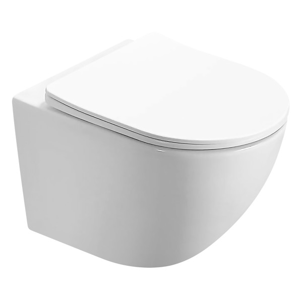 Унитаз подвесной Azario Trevi 495х360х390 безободковый, слив &amp;quot;ТОРНАДО&amp;quot;, в комплекте с сидением микролифт, белый (AZ-0093UQ3)