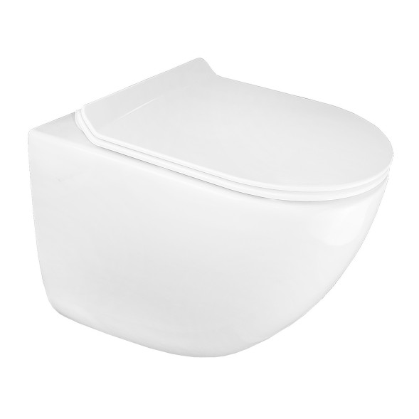 Унитаз подвесной Azario Trevi 495х360х390 безободковый, слив &amp;quot;ТОРНАДО&amp;quot;, в комплекте с сидением микролифт, белый (AZ-0093UQ3)