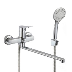 Смеситель для ванны и раковины 35к Milardo DEMSB00M10 "Demi" с душ аксессуарами, излив 350мм,ХРОМ - DEMSB00M10