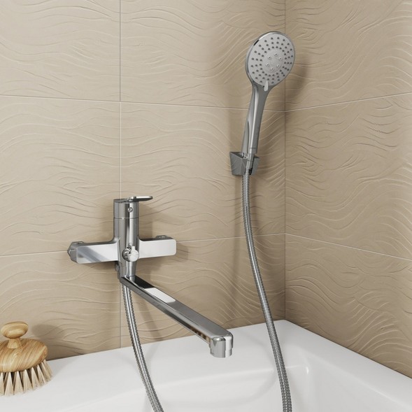 Смеситель для ванны и раковины 35к Milardo DEMSB00M10 &amp;quot;Demi&amp;quot; с душ аксессуарами, излив 350мм,ХРОМ - DEMSB00M10 