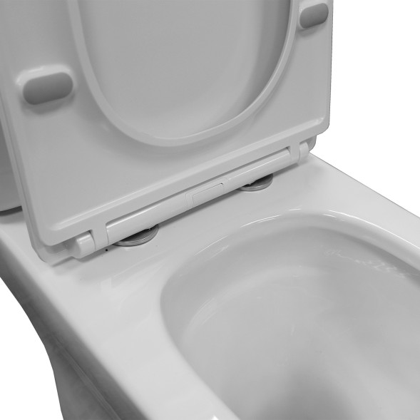 Унитаз напольный Azario Milagro безободковый система смыва Tornado, сиденье микролифт 640х370х405 (AZ-8502)