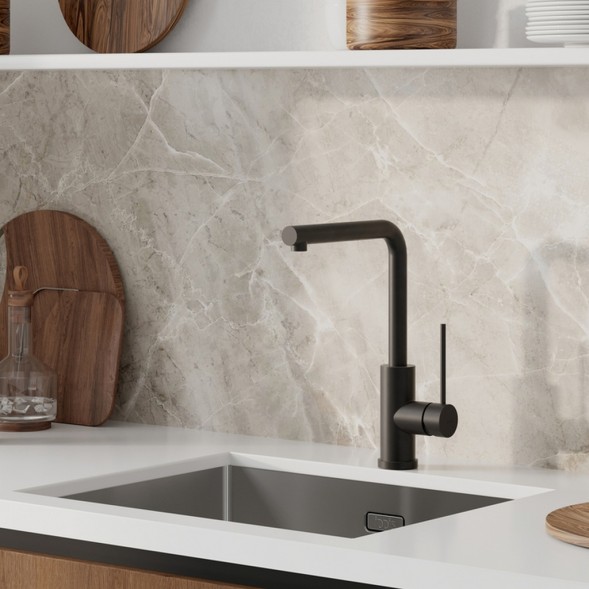 Смеситель для кухни 35к IDDIS RULBLL0i05 &amp;quot;Rule&amp;quot; высокий пов. излив, п/гайку ЧЕРНЫЙ матовый - RULBLL0i05 