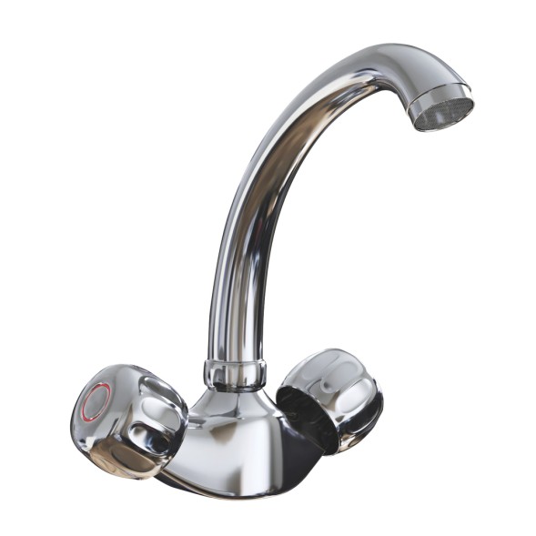 Смеситель для кухни 1/2 кер. MIXLINE ML02-032 низкий излив п/гайку (без подводки) - ML02-032 