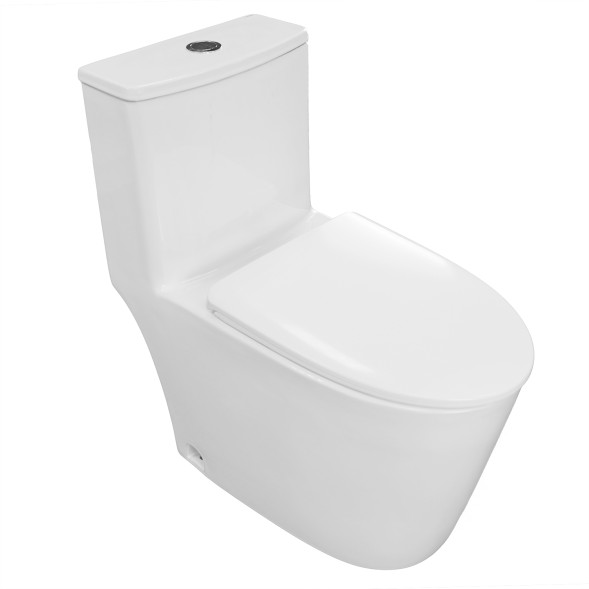 Унитаз-моноблок Azario ANSA 385х695x775 безободковый, в комплекте с сиденьем дюропласт микролифт, белый (AZ-2301)