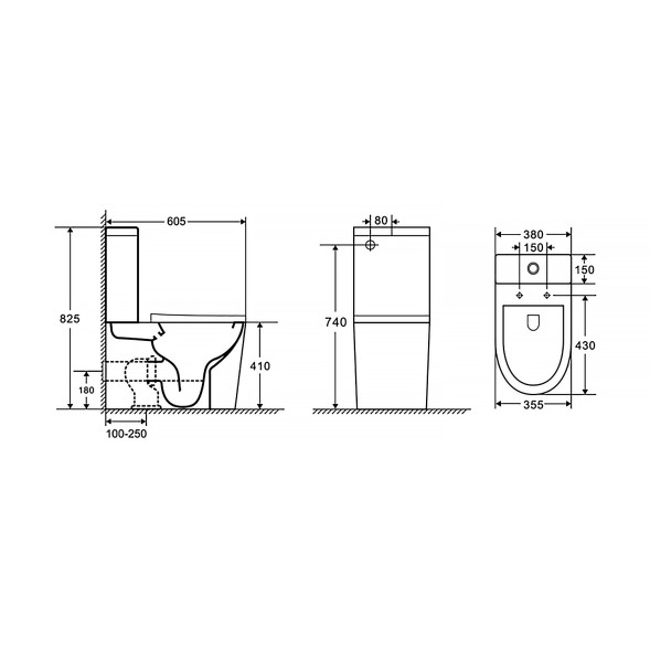 Унитаз-компакт Azario Vetro 380х605х825 напольный, безободковый, слив &amp;quot;ТОРНАДО&amp;quot;, в комплекте с бачком и быстросъемным сиденьем микролифт (AZ-2149- UQ)