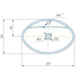 Раковина накладная на столешницу "Гамма-60*39" ш*г овал, с отв. под смеситель (Kirovit) -