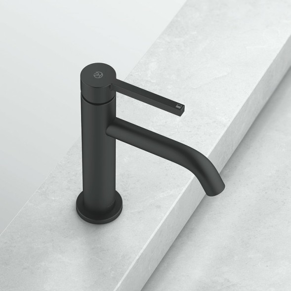 Смеситель для раковины Kludi Nova Fonte Pura с донным клапаном, керамический картридж, черный матовый (202883915)