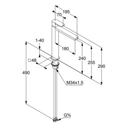 Смеситель для раковины-чаши KLUDI RENON керамический картридж, высокий излив, однорычажный, белый матовый (422985375)