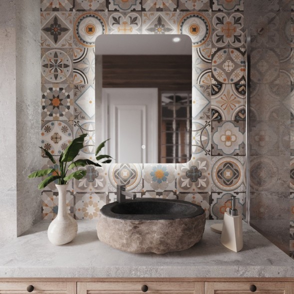 Зеркало MIXLINE &amp;quot;Алон радиус&amp;quot; - ЭКОНОМ 600*800 (ШВ) светодиодная подсветка, сенсорный выключатель - MLZ.Al.6-8.1.2 